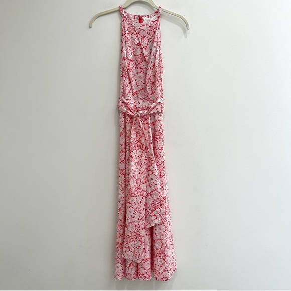 Liberty Fabric for Antonio Melani Red White Floral Tie Midi Dress Sleeveless 0 - Picture 4 of 11